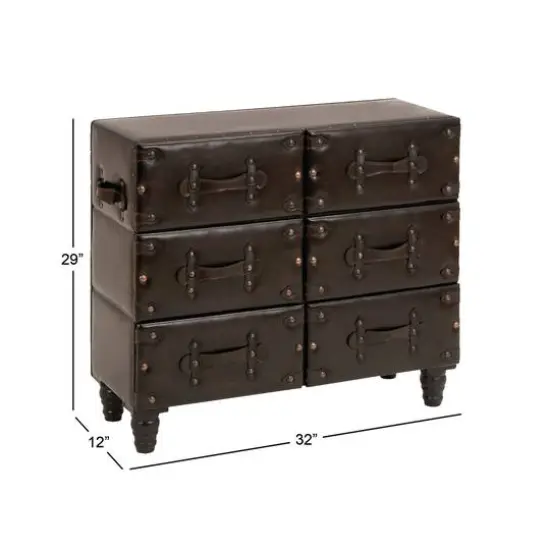 32" Black Faux Leather & Cedar Traditional Chest {6}