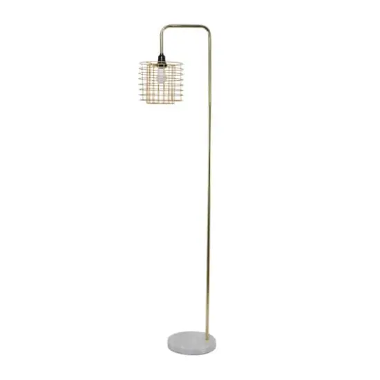 Gold Metal Industrial Floor Lamp, 15" x 10" x 64" {4}