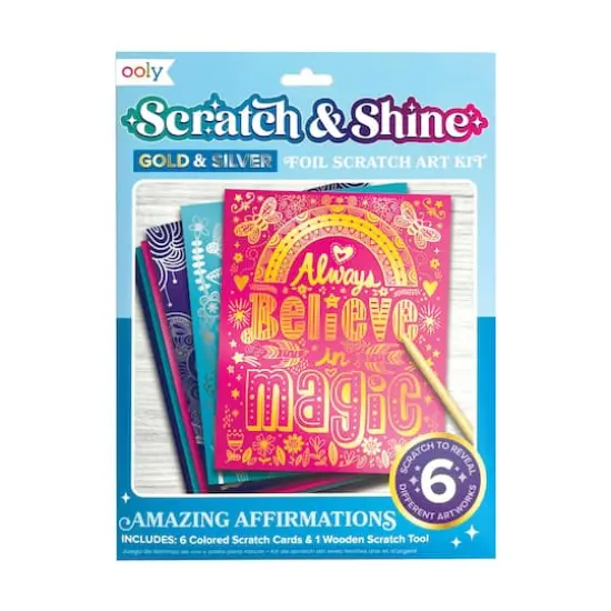 OOLY Scratch & Shine Amazing Affirmations Foil Scratch Art Kit {1}