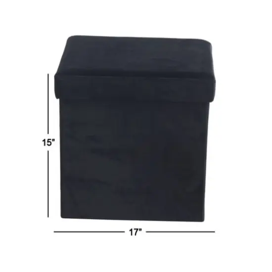 17" Modern Fabric Storage Stool Black {6}