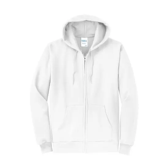 Port & Company® Neutrals Core Fleece Full-Zip Hooded Sweatshirt White {1}