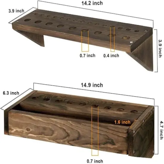 NEX&trade; Rustic Brown Solid Wood Tool Storage Box Organizer Set {3}