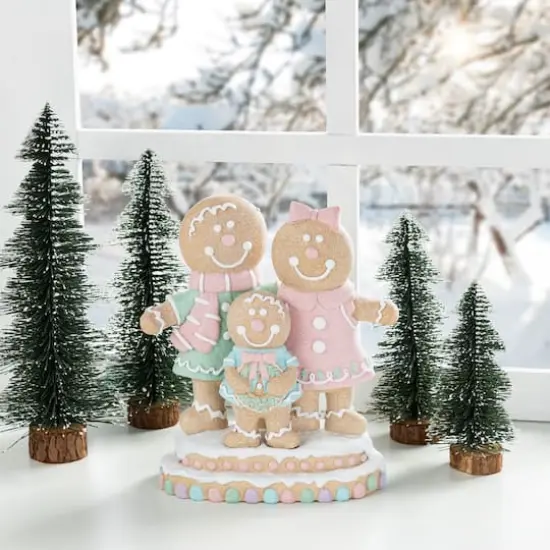 Glitzhome&reg; 10.25" Resin Christmas Gingerbread Man Family Table Decor {3}