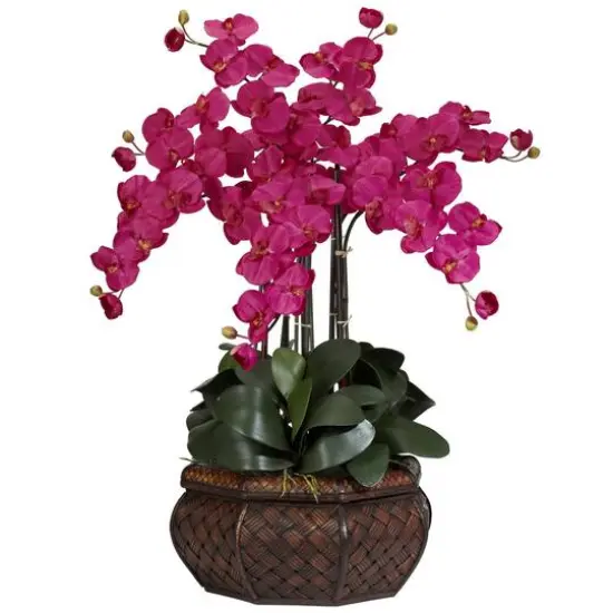 2.5ft. Moth Orchid Silk Flower Arrangement in Woven Planter Mauve {2}