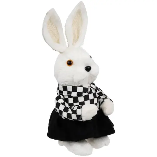 10" Girl Easter Rabbit Figurine in Checkered Dress {5}