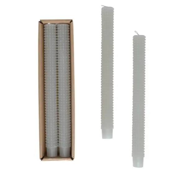Hello Honey&reg; 10" Unscented Hobnail Taper Candles In Box Set Dove Gray {1}