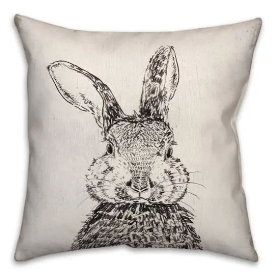Ink Drawing Bunny Pillow 2 18" x 18" Throw Pillow {1}