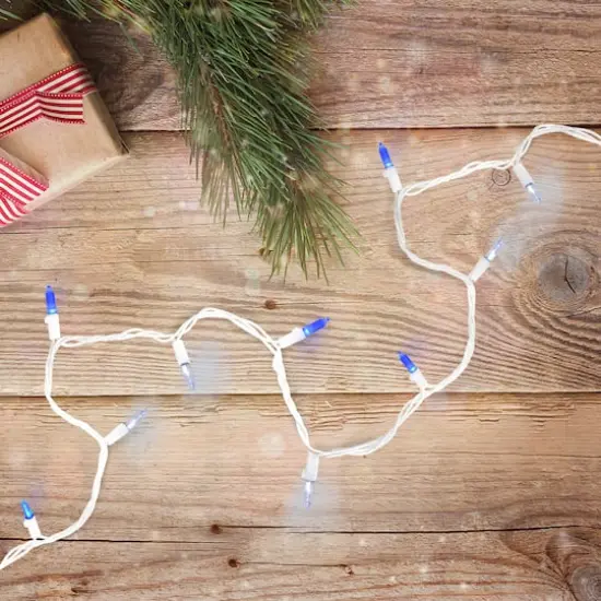100ct. LED Mini Christmas Lights With White Wire Blue and Pure White {4}