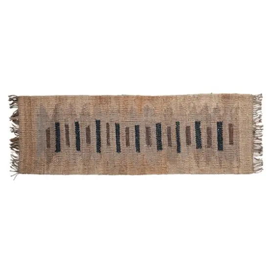 Hello Honey&reg; Multicolor Jute and Leather Floor Runner Rug with Pattern and Fringe, 8ft. x 2.5ft. {1}