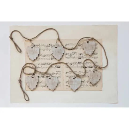 Hello Honey&reg; 6ft. White Wooden Ghost Garland {3}