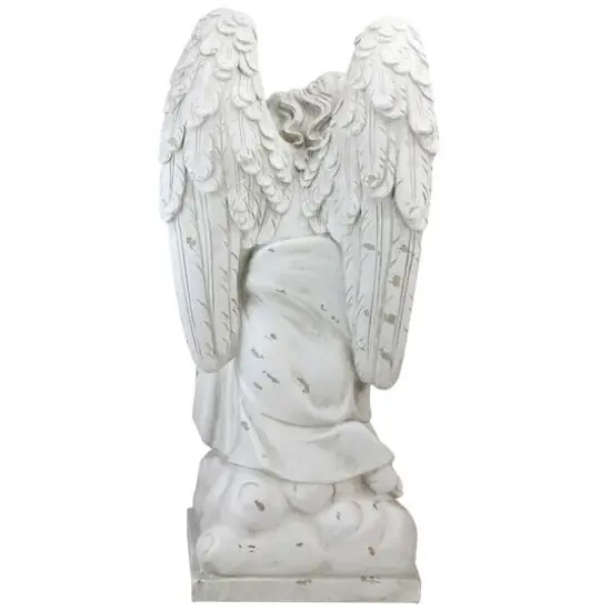 23.5" Distressed Ivory Kneeling Praying Angel Garden Statue {4}