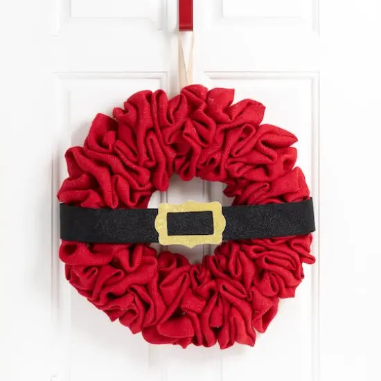 Glitzhome&reg; 18" Christmas Red Belt Fabric Wreath {4}