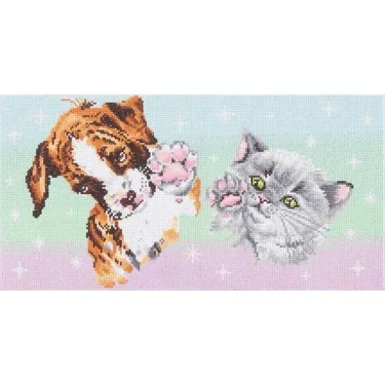 Diamond Dotz&reg; at Home Intermediate Dog & Cat High Five Diamond Painting Kit {1}