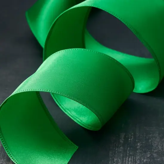 2.5" x 10yd. Satin Wired Ribbon by Celebrate It&reg; Specialty Kelly Green {3}