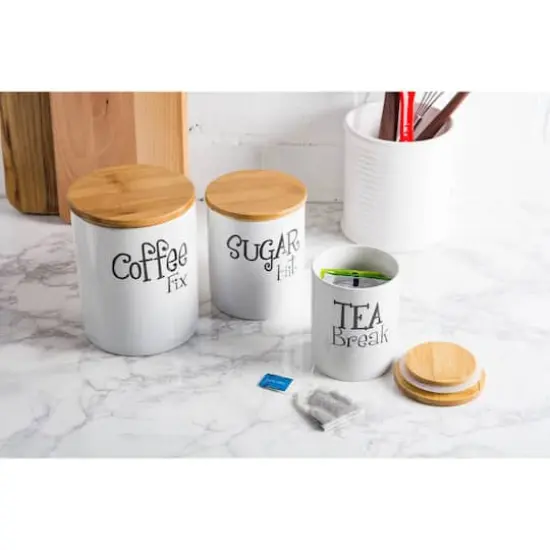 DII&reg; Coffee, Sugar & Tea Ceramic Canister Set White {4}