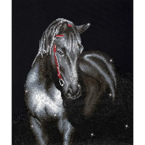 Diamond Dotz&reg; Intermediate Midnight Stallion Diamond Painting Kit {1}