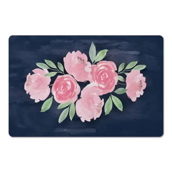 18" x 27" Sweet Florals on Navy Floor Mat {1}