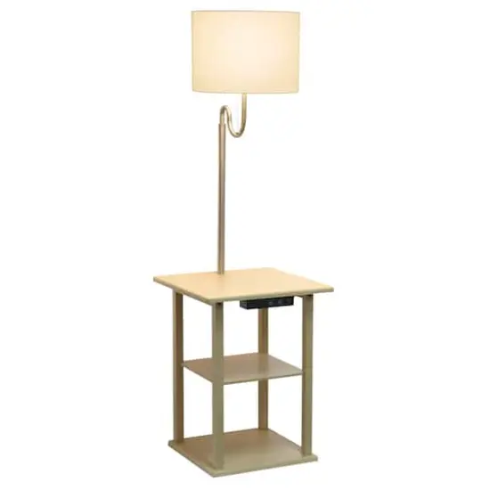 Simple Designs 57" 2 Tier Floor Lamp with USB & Outlet Tan {5}