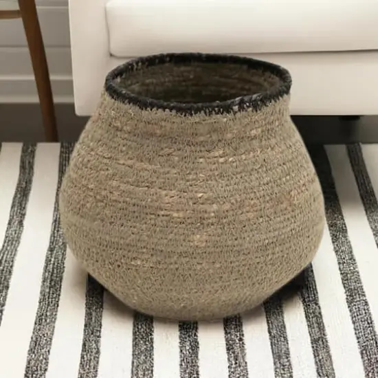 Hello Honey&reg; 7" Gray & Black Hand-Woven Seagrass Basket {1}