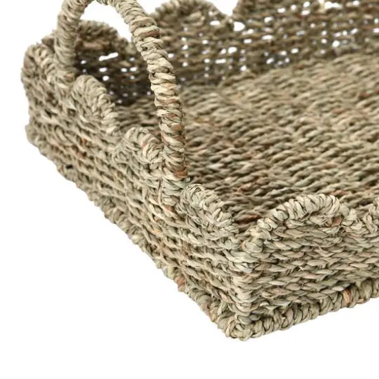 Household Essentials 14" Seagrass Tray with Scalloped Edge {8}