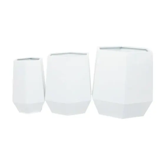 White Modern Planter, Set of 3" 20", 16", 10" {7}