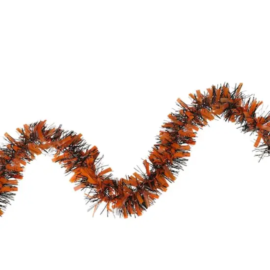 50ft. Orange & Black Halloween Tinsel Garland {1}