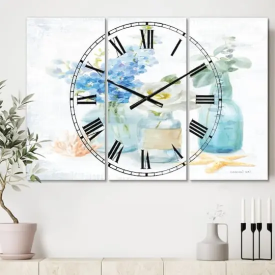 Designart Cottage Florals II 3 Panel Farmhouse Wall Clock {3}
