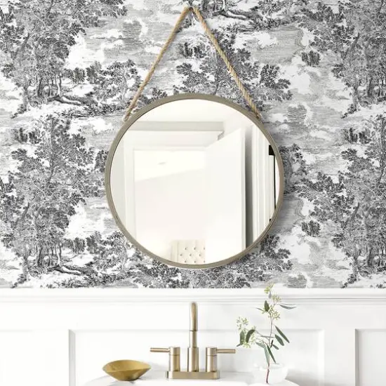 Surface Style Serene Scenes Toile Peel & Stick Wallpaper Charcoal {6}