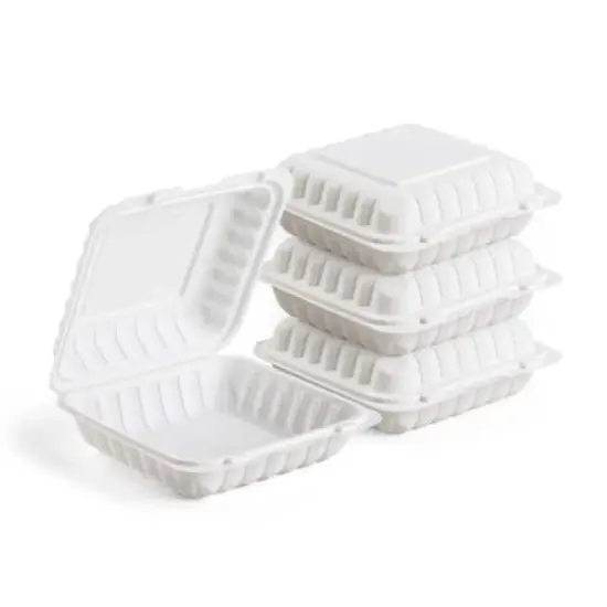 9" White Single-Compartment Clamshell Take Out Containers, 150ct. {3}