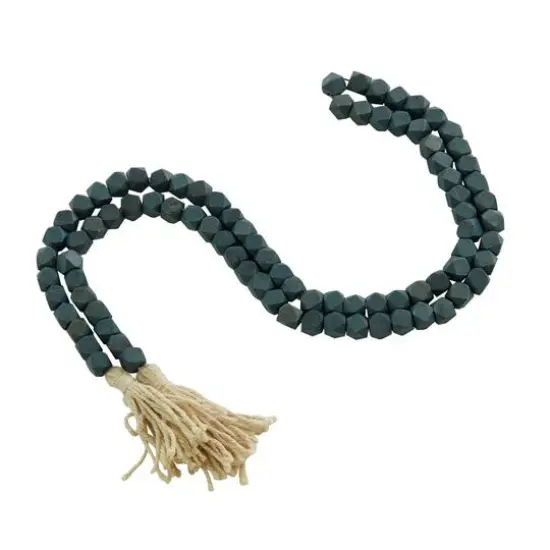80" Bohemian Mango Wood Beads with Tassels Garland Green {7}