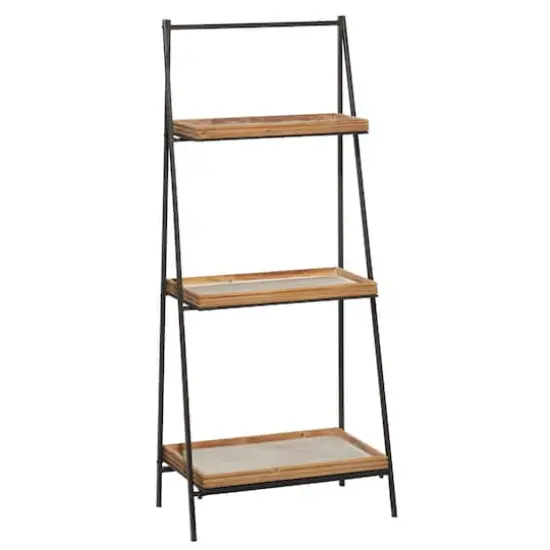 Brown Wood Industrial Wall Shelving Unit, 47 " x 21 " x 12 " {1}