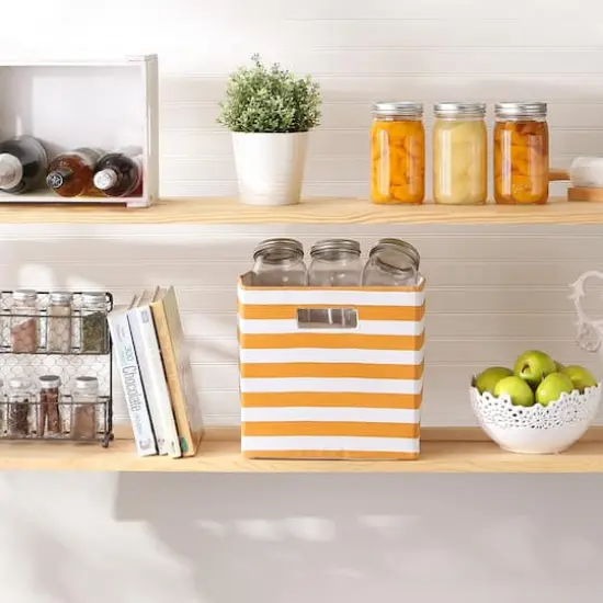 DII&reg; 11" Polyester Stripes Storage Cube Pumpkin Spice {7}