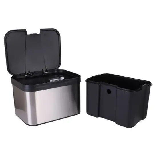 Organize It All Stainless Steel Compost Bin with Bonus Biodegradable Bags, Sink Organizer & Scrub Brush {7}