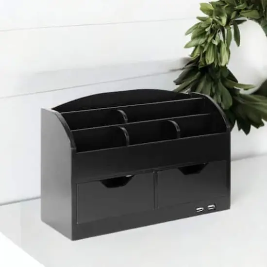 American Art Décor™ Black Space Saving Desk Organizer with USB Port {8}