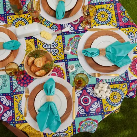 Morocco Summer Vinyl Tablecloth 70" Round {4}