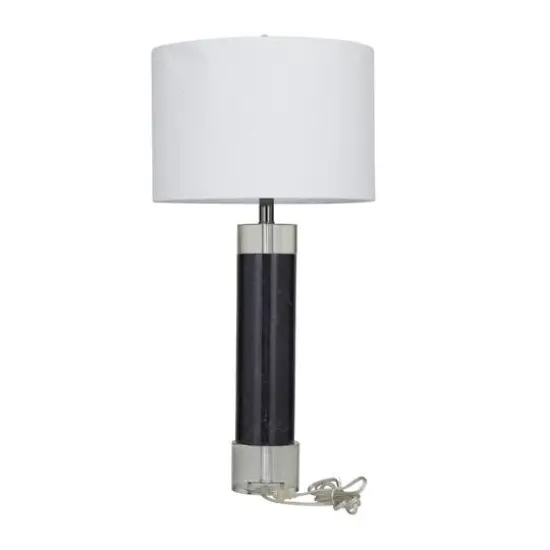 Black Marble Slender Stand Table Lamp with Drum Shade 15" x 15" x 29" {7}