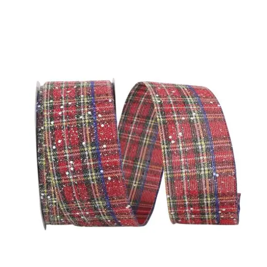 JAM Paper 2.5" x 20yd. Traditional Wired Edge Speckled Plaid Ribbon {1}
