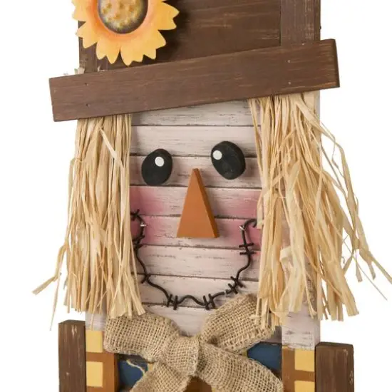 Glitzhome&reg; 3.5ft. Wooden Scarecrow Porch Sign {6}