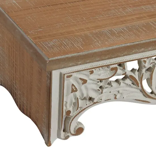 Set of 3 Brown Wood Vintage Wall Shelf, 19", 24", 28" {5}