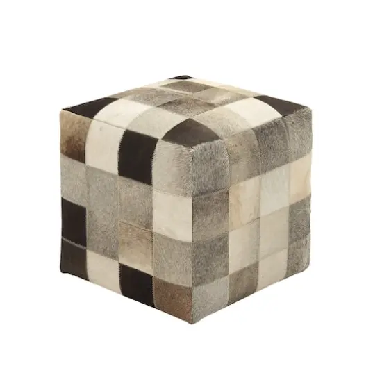 Multi Colored Wood Contemporary Ottoman, 16" x 16" x 16" {1}