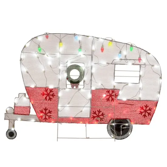 32'' Pre-Lit Christmas Camper Decoration {4}