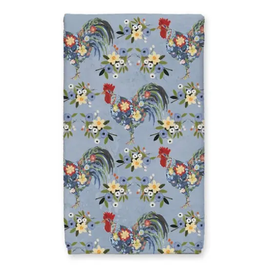 Floral Rooster Collage Blue 16" x 25" Towel Set {5}