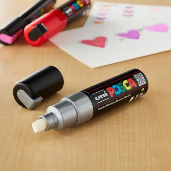 Uni POSCA PC-8K Broad Chisel Tip Paint Marker Silver {3}