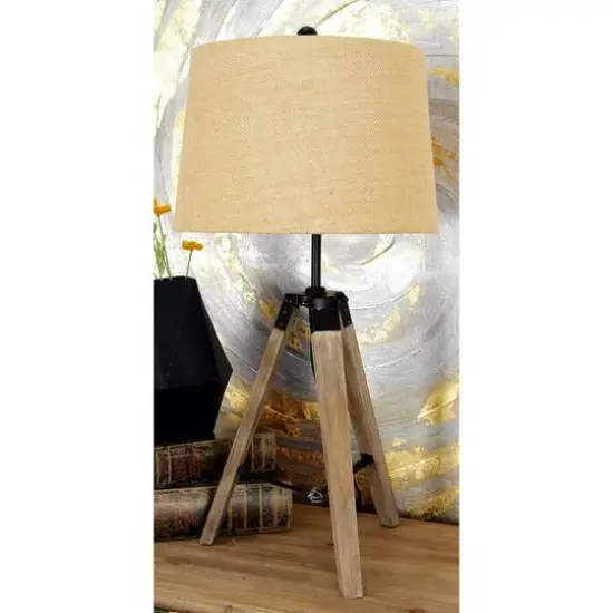 Set of 2 Brown Wood Rustic Table Lamp, 31" {12}
