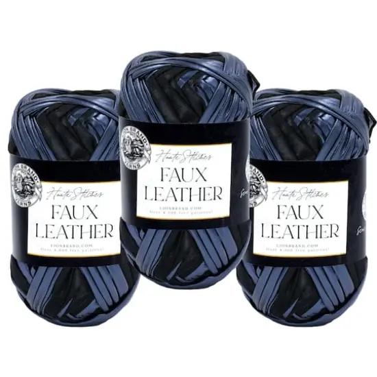 3 Pack Lion Brand&reg; Haute Stitches Faux Leather Yarn Ink {1}