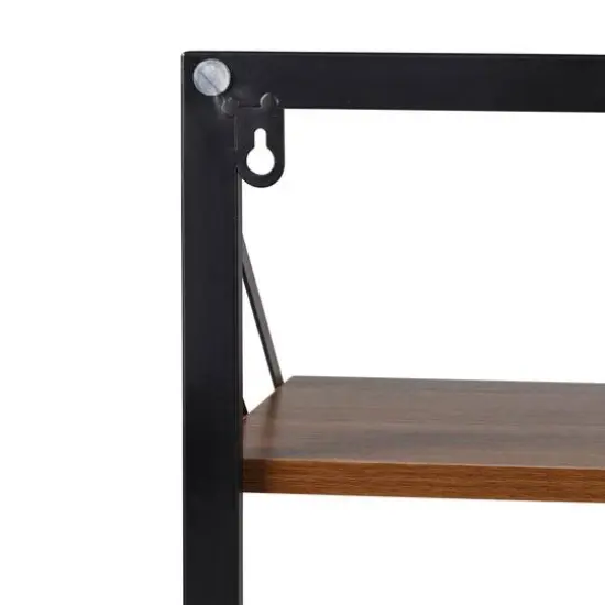 Honey Can Do Black & Walnut Collapsible Wall-Mounted Hamper with Bag and Shelf {7}