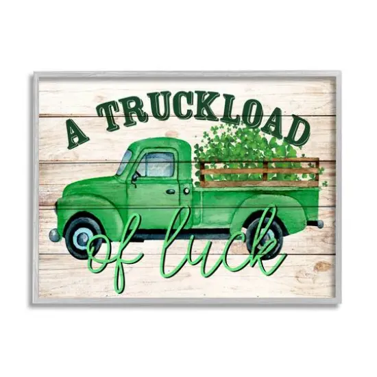 Stupell Industries Truckload Of Luck St Patrick's Day Farmhouse Framed Giclee Art Gray {1}