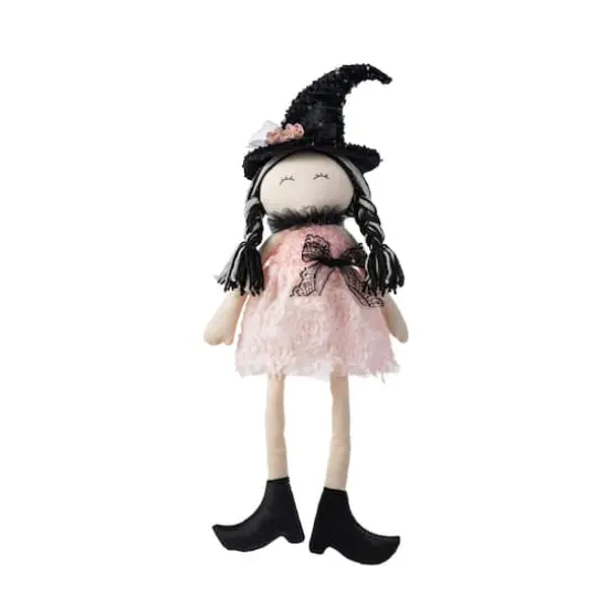 Glitzhome&reg; 29"H Halloween Pink Fabric Dressed Witch Sitter {1}