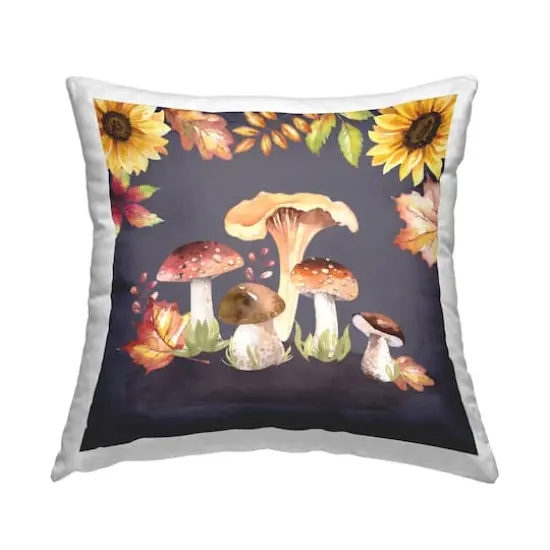 Stupell Industries Woodland Mushrooms Forest Plants Decorative Printed Throw Pillow {1}