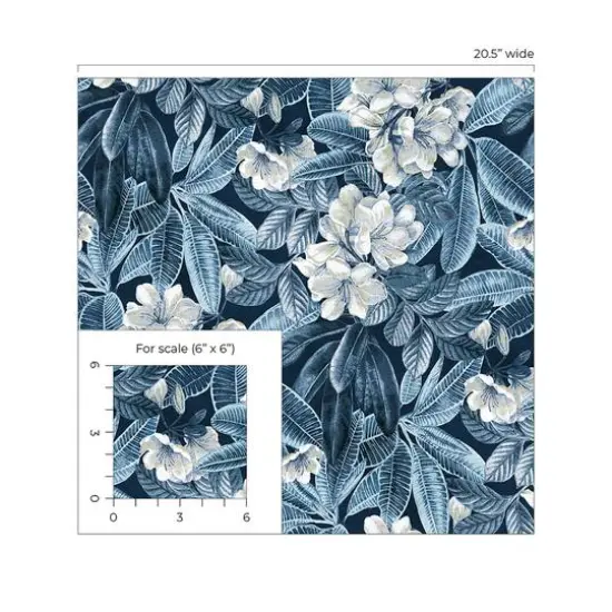 Tommy Bahama Darwin Flora Peel & Stick Wallpaper Midnight Blue {6}